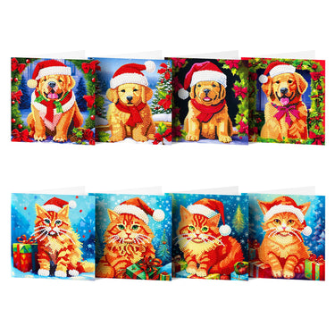 Kerstkaarten 8 Stuks Honden en Katten